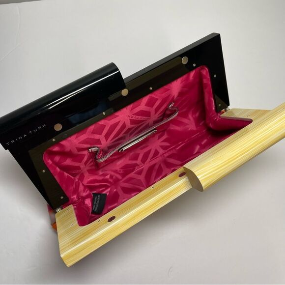 Trina Turk Azulejo Sunset Leather Clutch - Picture 7 of 13